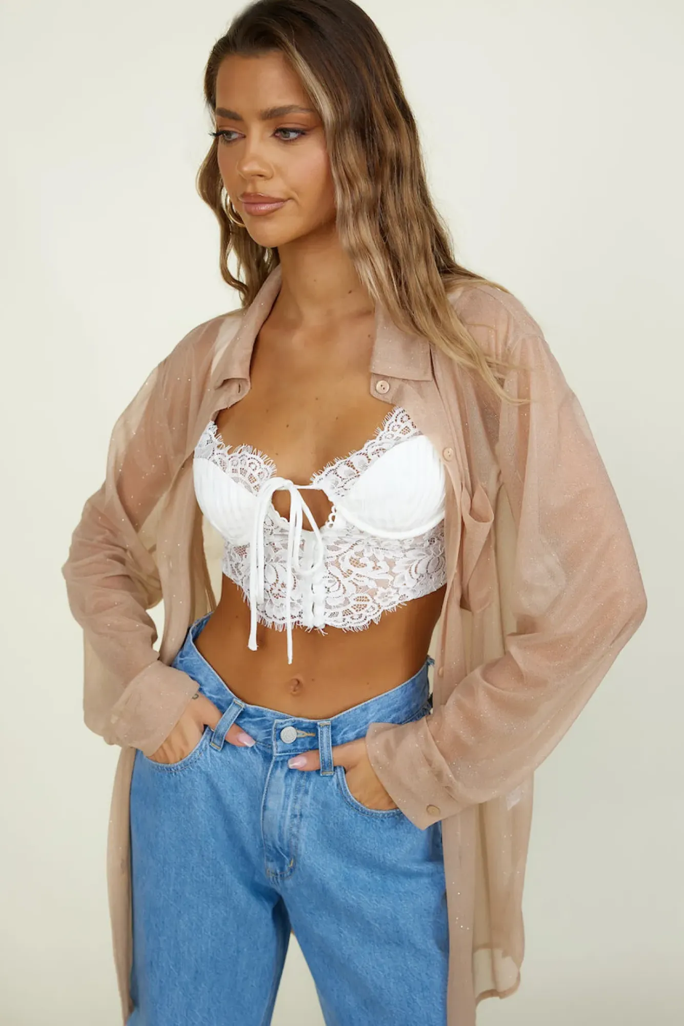 Cropped>Hello Molly Move With Grace Crop Top White