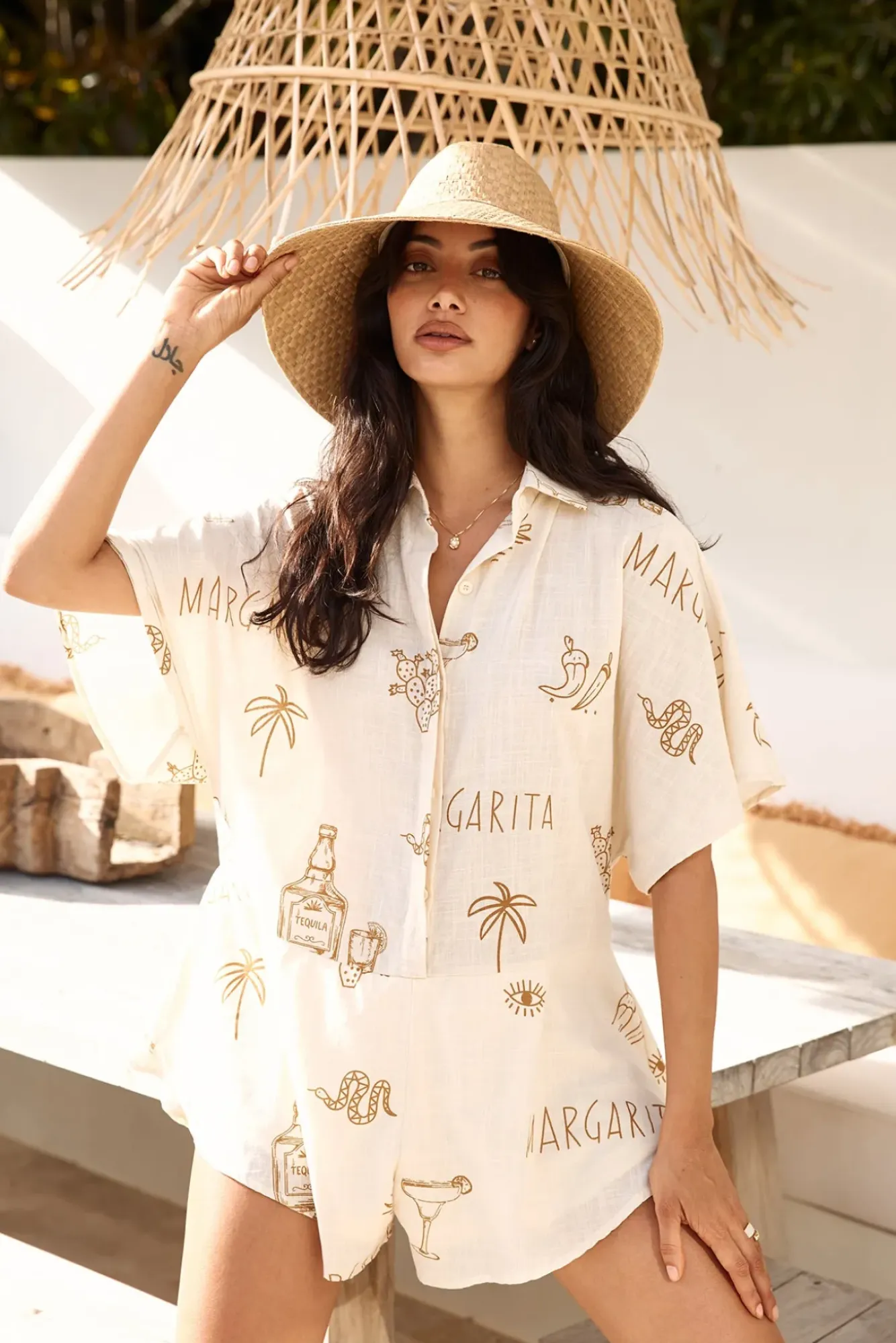 Rompers>Hello Molly Muy Caliente Romper Beige