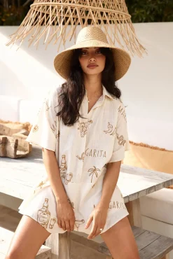 Rompers>Hello Molly Muy Caliente Romper Beige