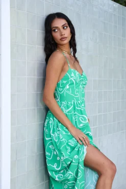 Vacation Dresses|Brunch Dresses>Hello Molly My Feelings Midi Dress Green