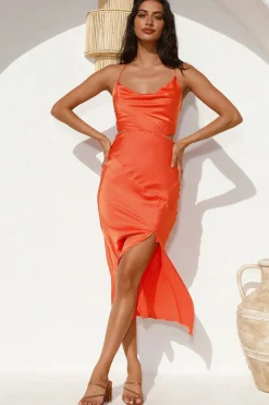 Wedding Guest Dresses|Cocktail Dresses>Hello Molly Mystery Lady Midi Dress Orange