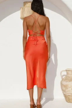 Wedding Guest Dresses|Cocktail Dresses>Hello Molly Mystery Lady Midi Dress Orange