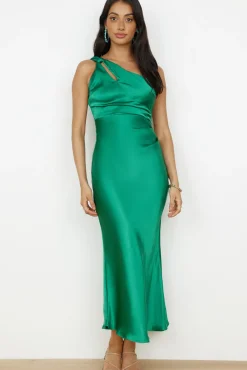 Wedding Guest Dresses|Cocktail Dresses>Hello Molly My Type One Shoulder Maxi Dress Green