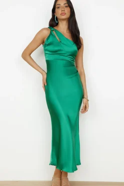 Wedding Guest Dresses|Cocktail Dresses>Hello Molly My Type One Shoulder Maxi Dress Green