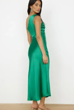 Wedding Guest Dresses|Cocktail Dresses>Hello Molly My Type One Shoulder Maxi Dress Green