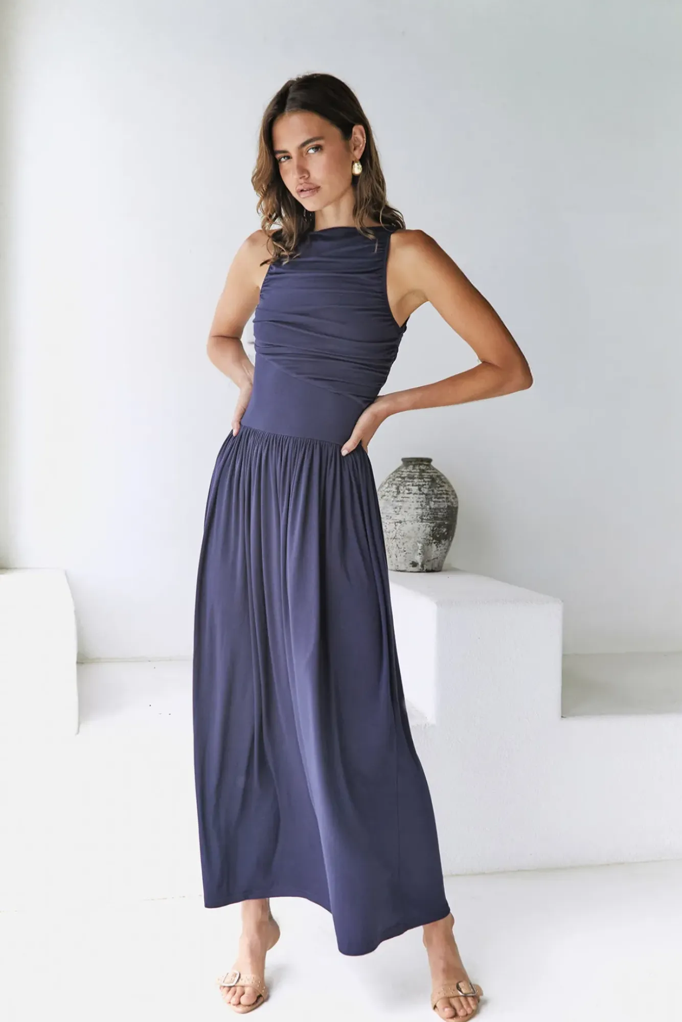 Wedding Guest Dresses|Formal Dresses>RUNAWAY THE LABEL Nalla Maxi Dress Navy