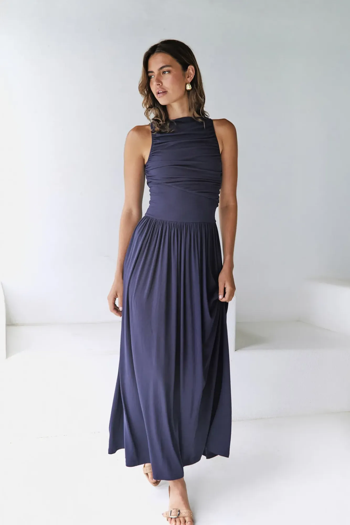 Wedding Guest Dresses|Formal Dresses>RUNAWAY THE LABEL Nalla Maxi Dress Navy
