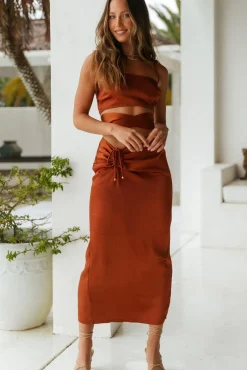 Skirt And Top Sets>Hello Molly Needing You Maxi Skirt Brown