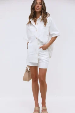 Shirts|Cropped>Hello Molly New Beginning Shirt White