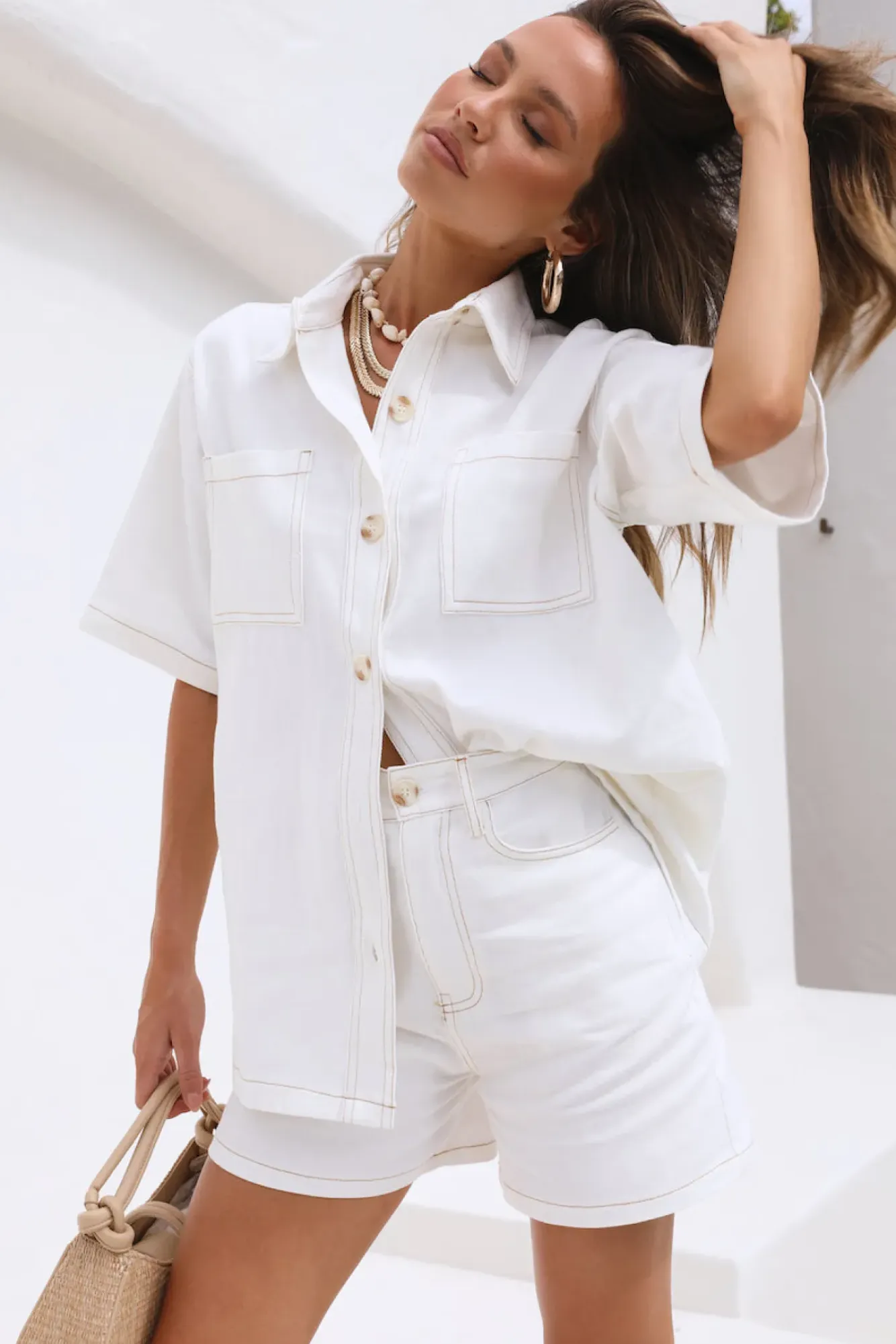 Shirts|Cropped>Hello Molly New Beginning Shirt White