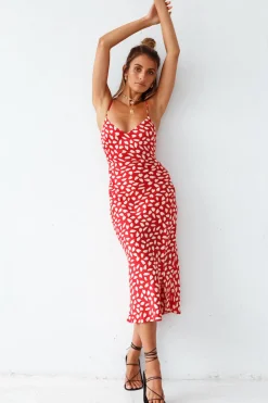 Spring Break Dresses|Date Night Dresses>Hello Molly Next Flight Home Midi Dress Red