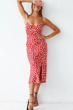 Spring Break Dresses|Date Night Dresses>Hello Molly Next Flight Home Midi Dress Red