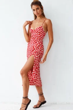 Spring Break Dresses|Date Night Dresses>Hello Molly Next Flight Home Midi Dress Red