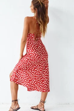 Spring Break Dresses|Date Night Dresses>Hello Molly Next Flight Home Midi Dress Red
