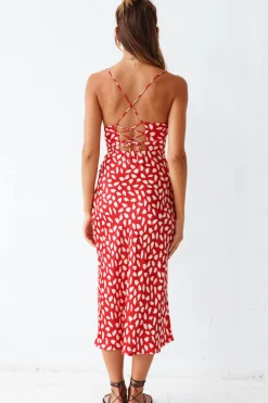 Spring Break Dresses|Date Night Dresses>Hello Molly Next Flight Home Midi Dress Red