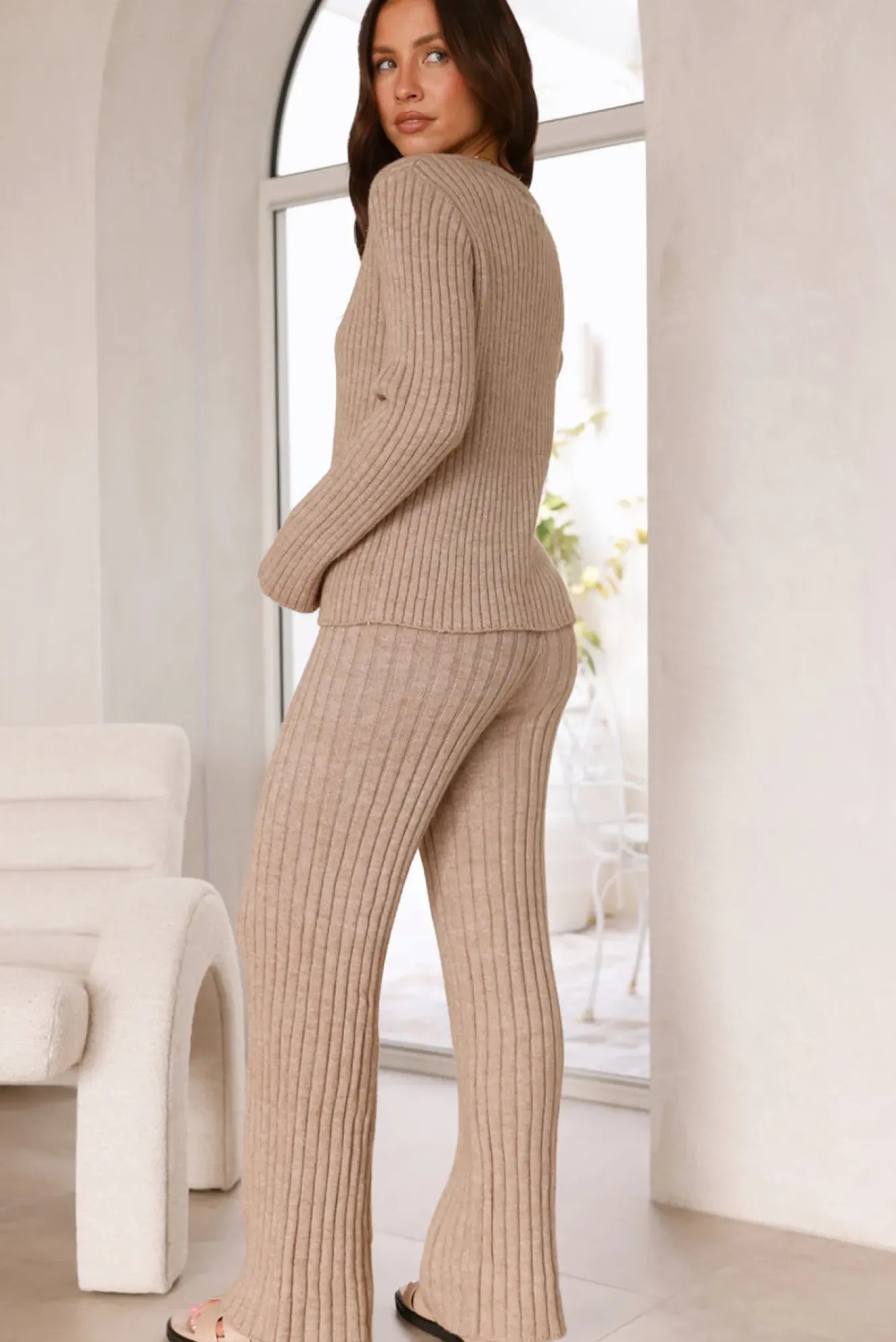Long Sleeve|Cropped>Hello Molly Nicola Knit Top Beige