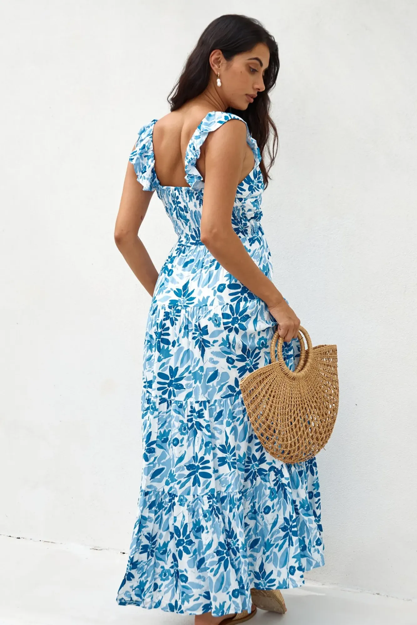 Cocktail Dresses|Brunch Dresses>Hello Molly Nightfall Blooms Maxi Dress Blue