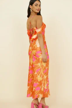 Cocktail Dresses|Floral Dresses>Hello Molly Night Of Dreams Maxi Dress Orange