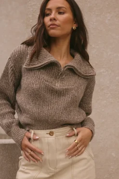 Jumpers|Long Sleeve>Hello Molly Noelle Knit Jumper Brown