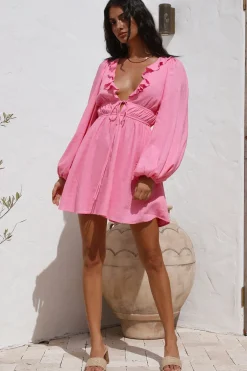 Vacation Dresses|Spring Break Dresses>Hello Molly No Need To Talk Dress Pink