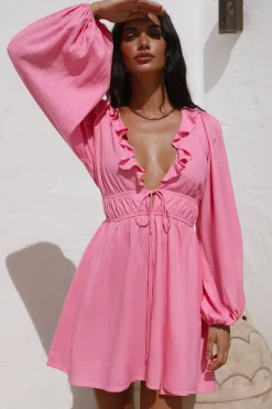 Vacation Dresses|Spring Break Dresses>Hello Molly No Need To Talk Dress Pink