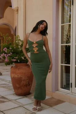 Wedding Guest Dresses|Cocktail Dresses>Hello Molly Normani Midi Dress in Green