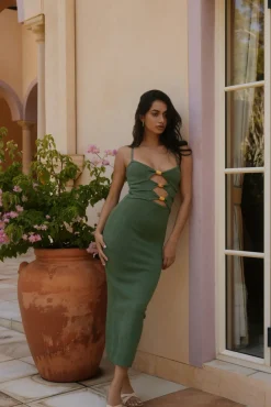 Wedding Guest Dresses|Cocktail Dresses>Hello Molly Normani Midi Dress in Green