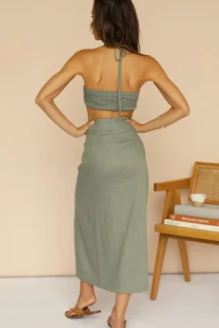 Skirt And Top Sets>Hello Molly Nothing Has Changed Maxi Skirt Olive