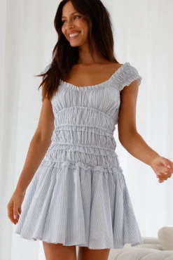 Vacation Dresses|Brunch Dresses>Hello Molly Ocean Breath Mini Dress Blue