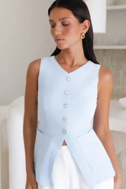 Fashion Tops And Vests|Cropped>Hello Molly Ocean Eyes Vest Top Blue