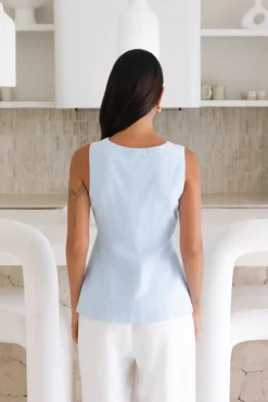 Fashion Tops And Vests|Cropped>Hello Molly Ocean Eyes Vest Top Blue