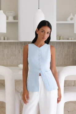 Fashion Tops And Vests|Cropped>Hello Molly Ocean Eyes Vest Top Blue