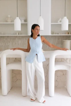 Fashion Tops And Vests|Cropped>Hello Molly Ocean Eyes Vest Top Blue