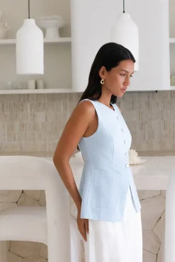 Fashion Tops And Vests|Cropped>Hello Molly Ocean Eyes Vest Top Blue