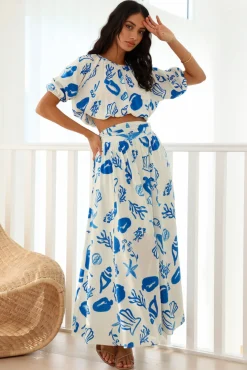 Skirt And Top Sets|Date Night Dresses>Hello Molly Oceanic Paradise Set Blue