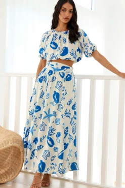 Skirt And Top Sets|Date Night Dresses>Hello Molly Oceanic Paradise Set Blue