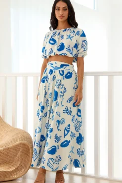 Skirt And Top Sets|Date Night Dresses>Hello Molly Oceanic Paradise Set Blue