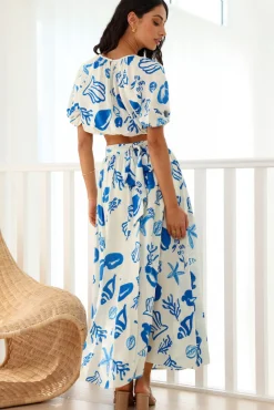 Skirt And Top Sets|Date Night Dresses>Hello Molly Oceanic Paradise Set Blue