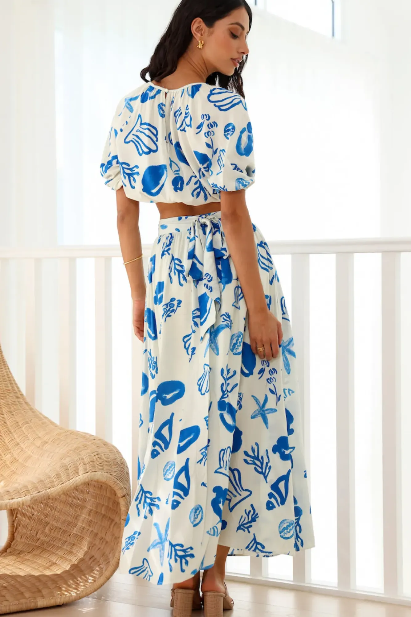 Skirt And Top Sets|Date Night Dresses>Hello Molly Oceanic Paradise Set Blue