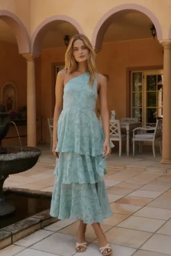 Wedding Guest Dresses|Cocktail Dresses>Hello Molly Ocean Nights One-Shoulder Maxi Dress Sage