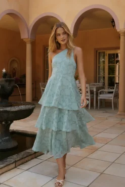 Wedding Guest Dresses|Cocktail Dresses>Hello Molly Ocean Nights One-Shoulder Maxi Dress Sage