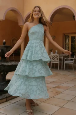 Wedding Guest Dresses|Cocktail Dresses>Hello Molly Ocean Nights One-Shoulder Maxi Dress Sage