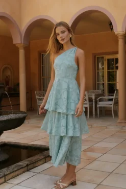 Wedding Guest Dresses|Cocktail Dresses>Hello Molly Ocean Nights One-Shoulder Maxi Dress Sage