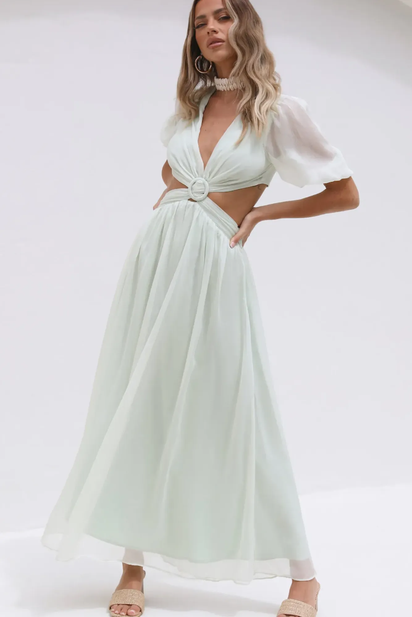 Maxi Dresses>Hello Molly Ocean Ripples Maxi Dress Green