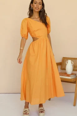 Vacation Dresses|Spring Break Dresses>Hello Molly Ocherous Maxi Dress Orange