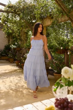 Formal Dresses|Cocktail Dresses>Hello Molly On a Cloud Maxi Dress Blue