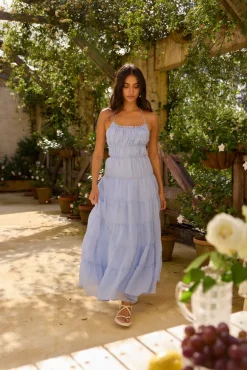 Formal Dresses|Cocktail Dresses>Hello Molly On a Cloud Maxi Dress Blue