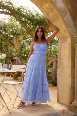 Formal Dresses|Cocktail Dresses>Hello Molly On a Cloud Maxi Dress Blue