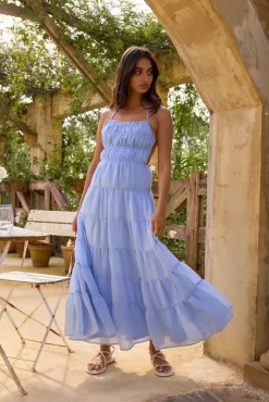 Formal Dresses|Cocktail Dresses>Hello Molly On a Cloud Maxi Dress Blue