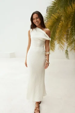Cocktail Dresses|Date Night Dresses>Hello Molly One For You Off Shoulder Maxi Dress Cream